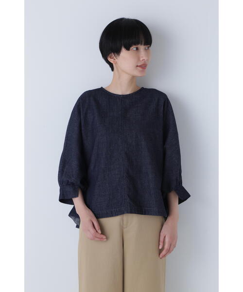 「human woman」 7分袖ブラウス MEDIUM ブルー レディース_画像3