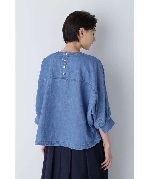「human woman」 7分袖ブラウス MEDIUM ブルー レディース_画像6