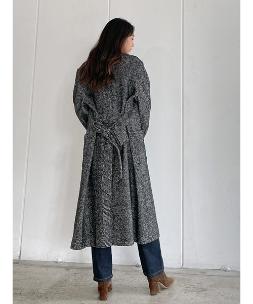 「Vicente」 ノーカラーコート FREE ブラック レディース_画像3