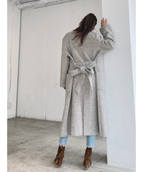 「Vicente」 ノーカラーコート FREE ブラック レディース_画像4