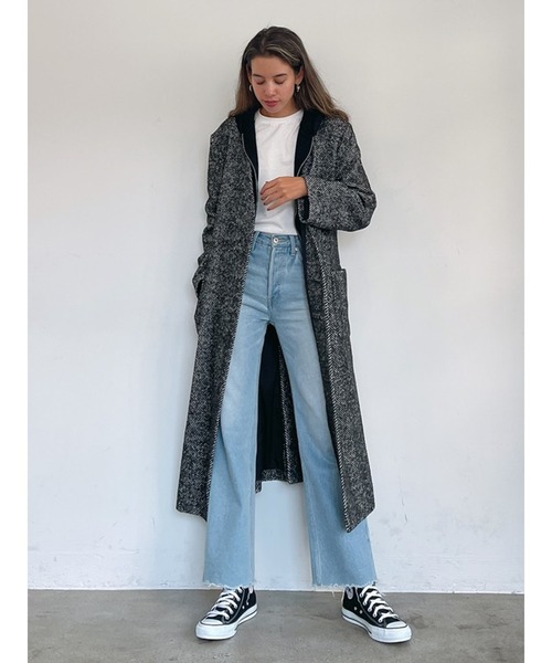 「Vicente」 ノーカラーコート FREE ブラック レディース_画像5