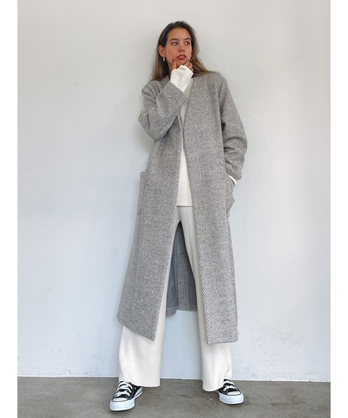 「Vicente」 ノーカラーコート FREE ブラック レディース_画像6