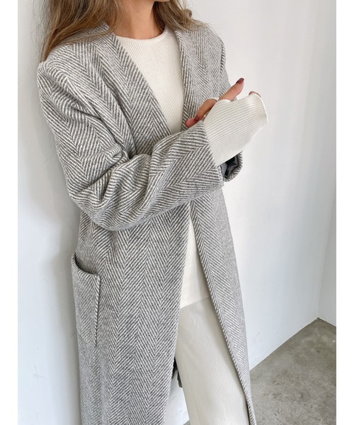 「Vicente」 ノーカラーコート FREE ブラック レディース_画像7