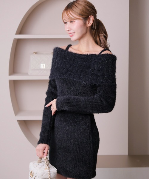 「LIPSERVICE」 ニットワンピース M ブルー レディース_画像3