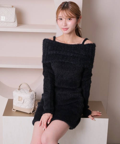 「LIPSERVICE」 ニットワンピース M ブルー レディース_画像4