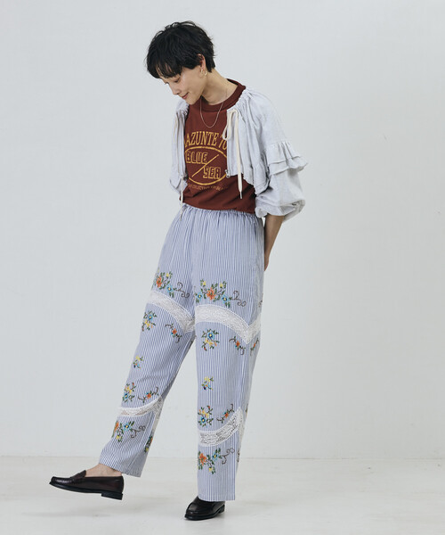 フリーダ　レースティアードパンツ Freada（フリーダ）の「Freada/フリーダ レース ティアード ギャザー