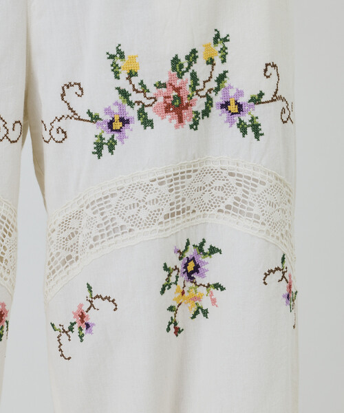 Freada（フリーダ） パンツ インド フラワー クロス刺繍 レース