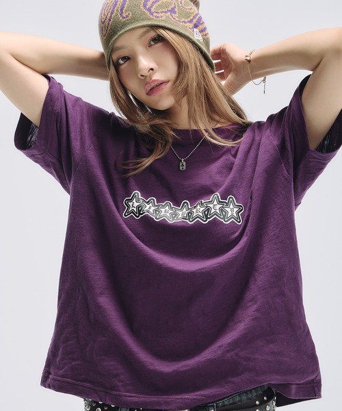 tシャツ グラフィックプリント半袖スラブTシャツ ボーダー メンズ