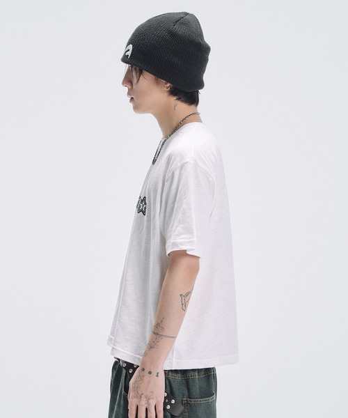 tシャツ グラフィックプリント半袖スラブTシャツ ボーダー メンズ