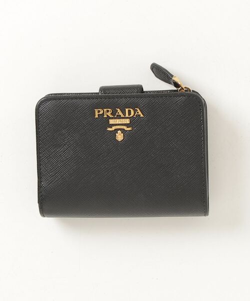 【美品】PRADA 二つ折り財布 サフィアーノレザー　黒 PRADA（プラダ） サフィアーノレザー 二つ折り財布 - ブラック