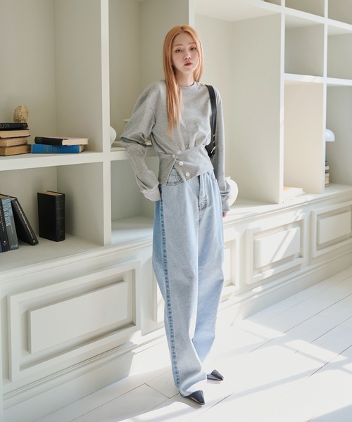 「UNE MANSION」 デニムパンツ MEDIUM ライトブルー レディース_画像3