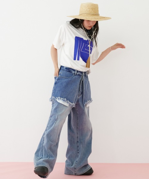 「MIRROR STOKE」 半袖Tシャツ MEDIUM オフホワイト レディース_画像5