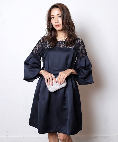 【BEAUTY&YOUTH】フレアスリーブロングドレス 結婚式 オケージョン DRESS LAB ドレス 「結婚式/オケージョンドレス」フレアスリーブ