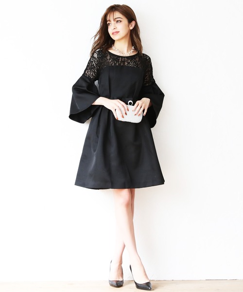 【BEAUTY&YOUTH】フレアスリーブロングドレス 結婚式 オケージョン DRESS LAB ドレス 「結婚式/オケージョンドレス」フレアスリーブ