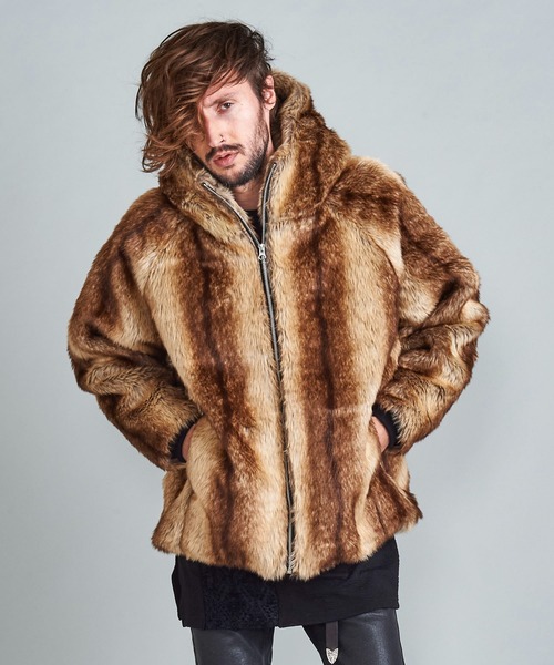 NO ID.（ノーアイディー） コート ジャケット エコファーZIPフーデッド