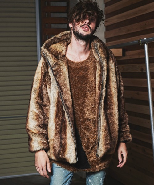 NO ID.（ノーアイディー） コート ジャケット エコファーZIPフーデッド