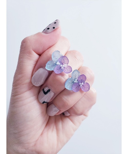 レッカたん専用♡purple butterfly ピアス イヤリング TONE（トネ） イヤリング 「Tresor」”ラベンダーとブルーの紫陽花