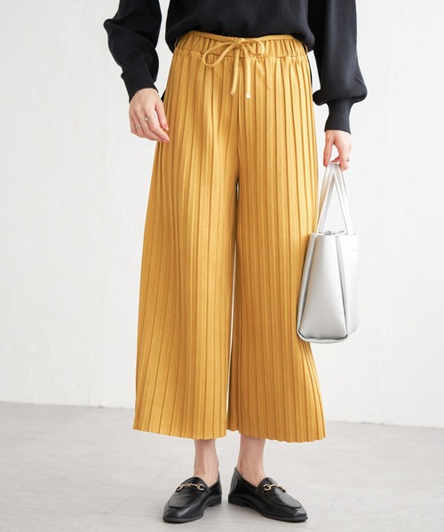 ikka パンツ スエード調プリーツワイドパンツ レディース : ZOZOTOWN