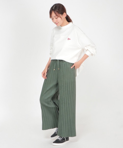 ikka（イッカ） パンツ スエード調プリーツワイドパンツ レディース