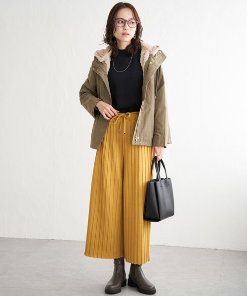 ikka パンツ スエード調プリーツワイドパンツ レディース : ZOZOTOWN