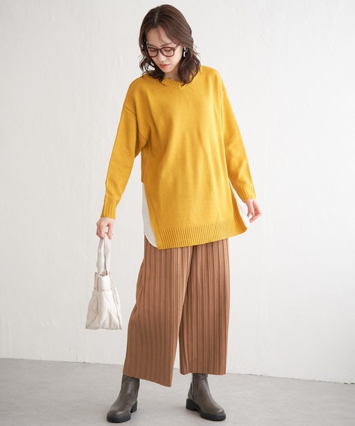 ikka（イッカ） パンツ スエード調プリーツワイドパンツ レディース