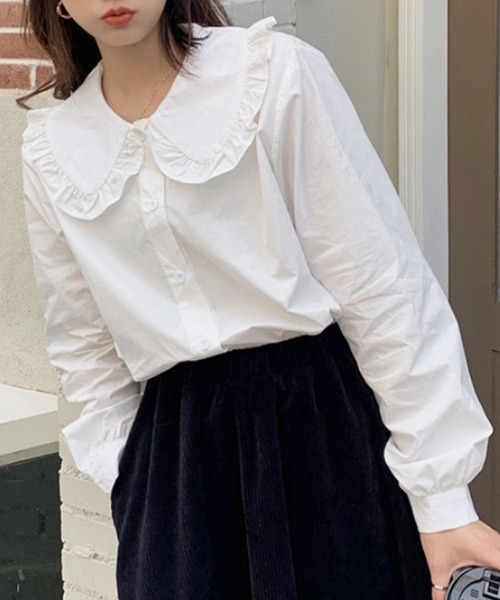 2022ss ビッグラウンドカラーフリルワンピース ブラウスシャツ AD2021 22SS ビッグラウンドカラーフリルワンピース ブラウス シャツ