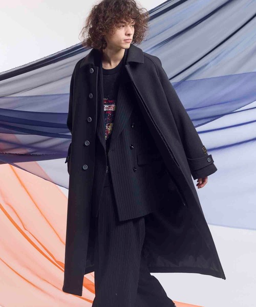 ステンカラーコート メンズ 「UNISEX」Super170s Prime-Over Melton Balmachan Coat/プライムオーバーメル