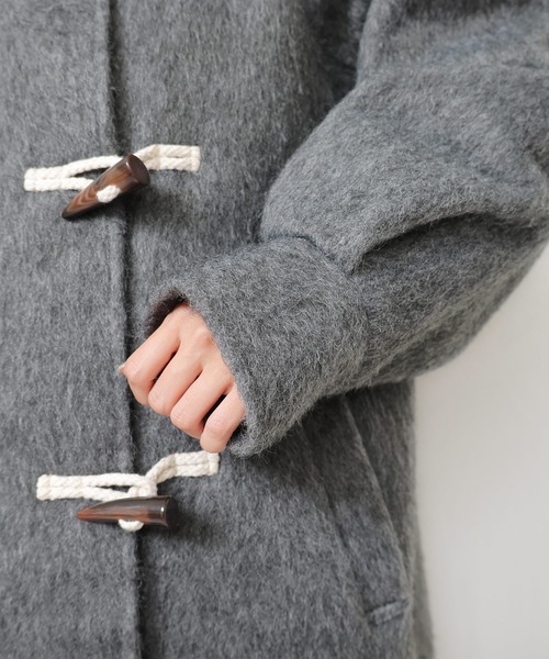 andme ダッフルコート コート ニットシャギースタンドカラーダッフル