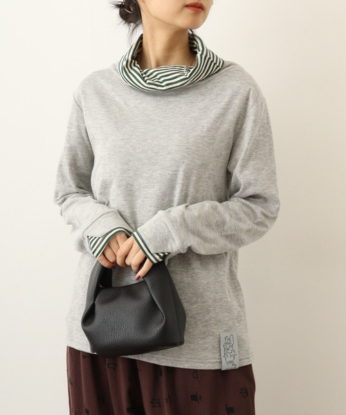 Emago tシャツ EMAGO 袖切替えタートル レディース : ZOZOTOWN