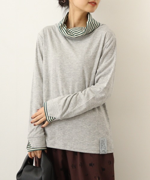 Emago tシャツ EMAGO 袖切替えタートル レディース : ZOZOTOWN