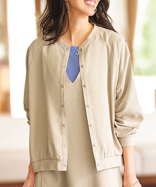 BELLUNA PLUS（ベルーナプラス） ブルゾン アウター サラリ麻調素材