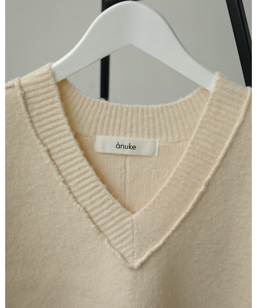 anuke Vneck Lock Knitvest ブラウン ànuke】Vneck Lock Knitvest ※10月中旬～11月上旬頃 発送予定 |