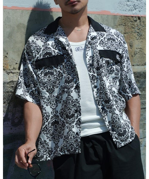 Re:room（リルーム） シャツ バロックパターンレーヨンシャツ メンズ