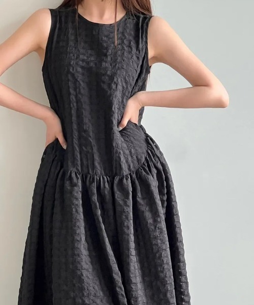 ebure チェック レース ノースリーブ ワンピー 2024SS ¥75900 N.s ワンピース ふくれチェックノースリーブワンピース レディース