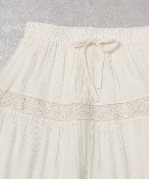 ANDI BAGUS☆Ava Maxi Skirt レース シースルー マキシスカート スカート はしごレースボリュームスカート : ZOZOTOWN Yahoo!店