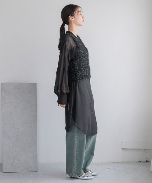 LOWRYS FARM シャツワンピース シアーシャツワンピース 130972  