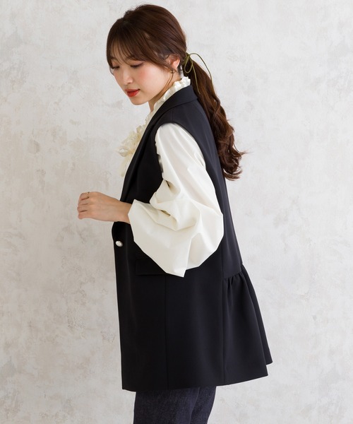 未使用級 ローズティアラ 大きいサイズ42 パールボタンジレ 2024 ベスト Rose Tiara（ローズティアラ） ベスト ジレ 「セットアップ対応」ジレ