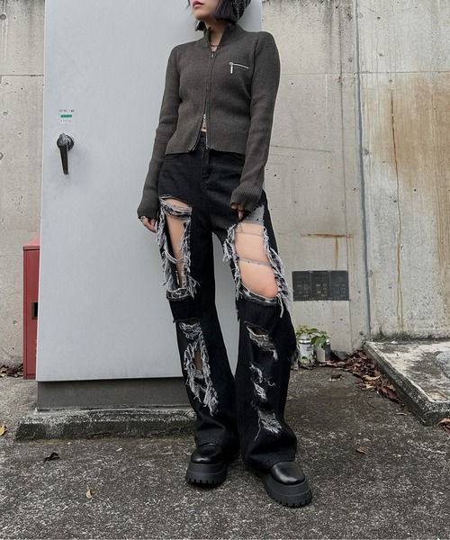 最終値下げ　electric cottage ダメージ加工デニムパンツ 最終値下げ electric cottage ダメージ加工デニムパンツ - メルカリ