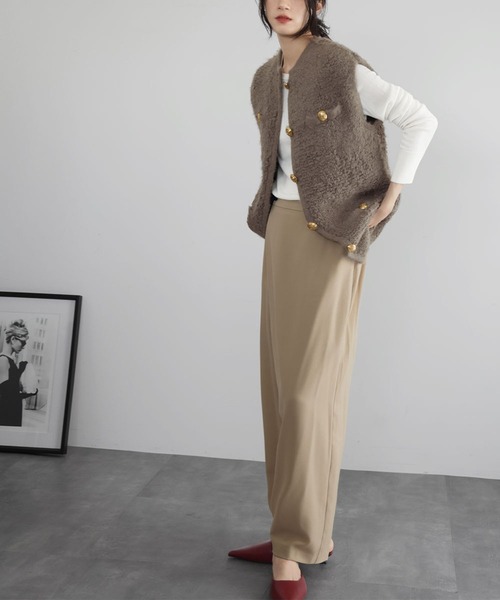 ベスト ジレ ループボンディングニット ジレ レディース ENC ベスト ジレ loop knitting vest / ループ編みニットベスト