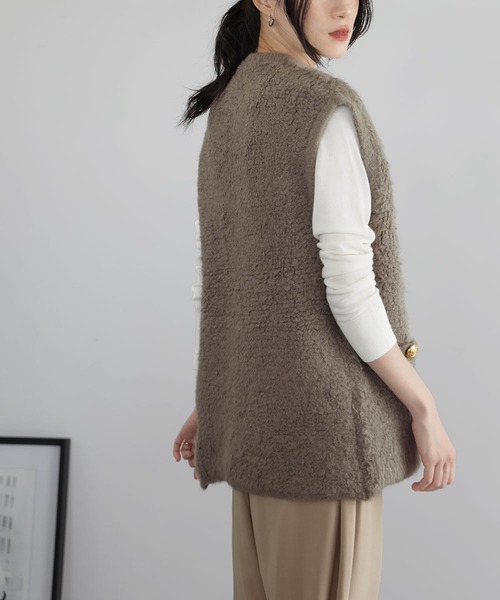 ベスト ジレ ループボンディングニット ジレ レディース ENC ベスト ジレ loop knitting vest / ループ編みニットベスト