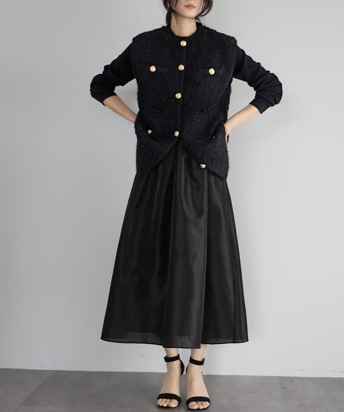 ELFRANK ベスト ジレ 「新色追加」ループ編みニット ジレ ベスト