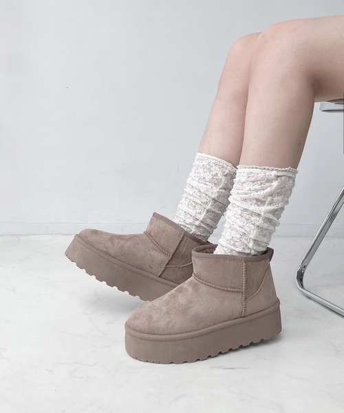 (取寄) アスペン レディース ショート プラットフォーム フォー シアリング ブーツ Aspen women Short Platform Faux Shearling Boots (For Women)  Taupe AS KNOW AS（アズノゥアズ） ブーツ 厚底ショートムートンブーツ