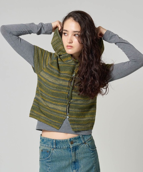 tina:jojunニットフーディー アイレット柄 ニットフーディー TINA：JOJUN（パーカー）｜TINA