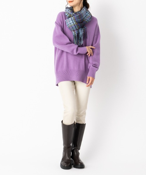 【早い者勝ち】紫 マフラー ストール ストール マフラー カシミヤ100％紡毛やわらかタッチストール 大判