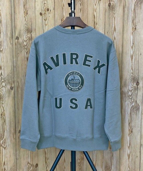 Jackman NYCロゴ ソリッドグレー トレーナー AVIREX トレーナー スウェット VARSITY LOGO NYC CREWNECK SWEAT