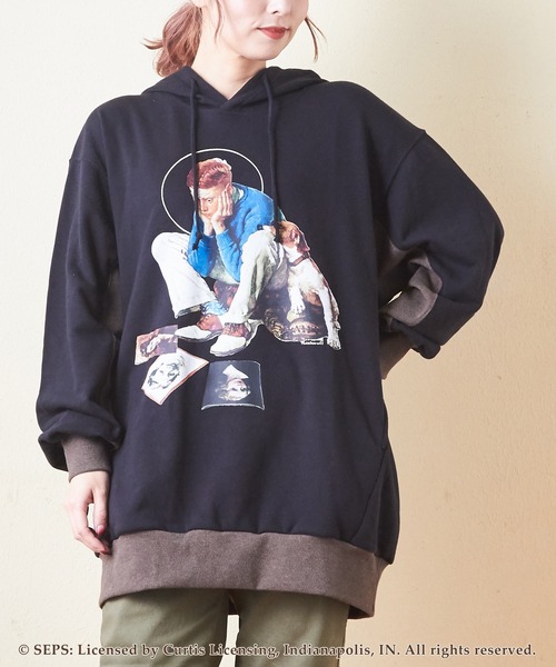 パーカー CUBE SUGAR×The Saturday Evening Post プリントスウェットプルオーバーパーカー レディース メンズ CUBE SUGAR パーカー SUGAR×The Saturday Evening Post プリント