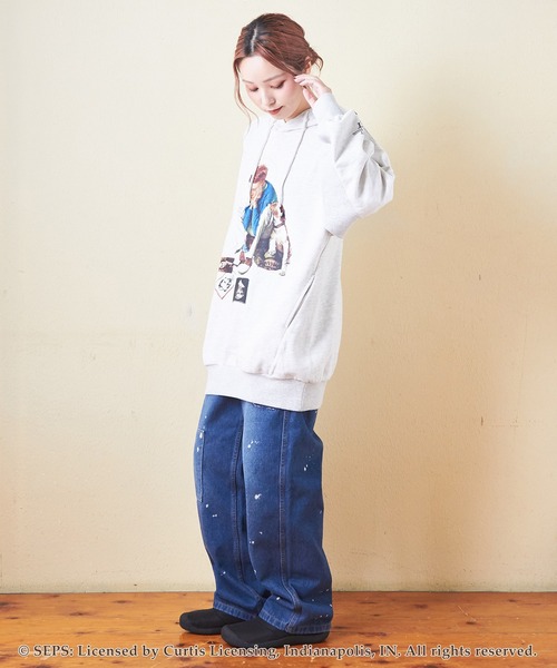 パーカー CUBE SUGAR×The Saturday Evening Post プリントスウェットプルオーバーパーカー レディース メンズ CUBE SUGAR パーカー SUGAR×The Saturday Evening Post プリント