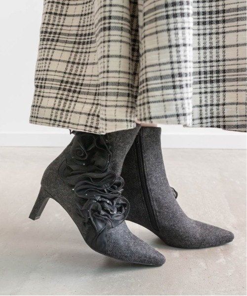 RANDA（ランダ） ブーツ ローズモチーフショートブーツ レディース