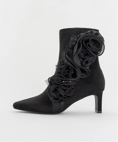 RANDA（ランダ） ブーツ ローズモチーフショートブーツ レディース