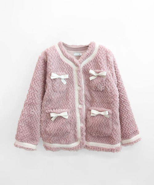 Riff（リフ） ジャケット ノーカラージャケット ファーリボン